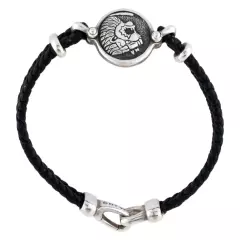 DAVID YURMAN SILVER LEATHER MENS PETRVS LION AMULET BRACELET