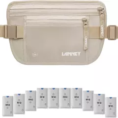 Travel Money Belt for Men Women RFID Blocking Concealed WaisColor: Beige