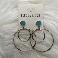 Forever 21 Double Gold-tone Hoop Pierced Earrings 2 inch NEW