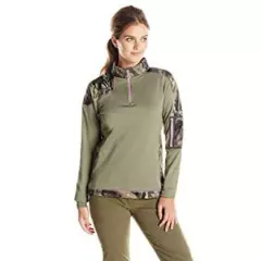 NEW PRICING, WOMEN'S 1/4 ZIP MOSSY OAK BASELAYER MID WEIGHT, SIZE MED.