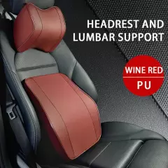 PU Leather Headrest Pillow Universal Car Neck Rest Head Support Cushion Set