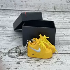 3D Air Force 1 Off-White Lemonade Sneaker Keychains Pair Box hype gift cute