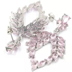 New Designed Pink Kunzite Bride Wedding Daily Wear Silver Earrings 