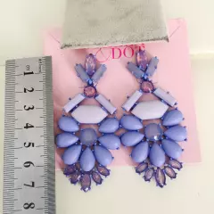 New on Card STELLA & DOT Heck Yes Statement Chandelier Earrings -Lavender