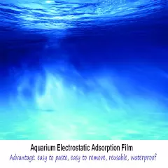 Blue Ocean Glass Aquarium Background Poster PVC Fish Tank Static Cling Backdrop