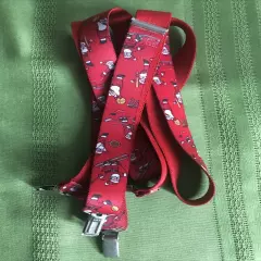 West Germany Clip On Red Christmas X Back Suspenders Santa Clause Christmas Tree