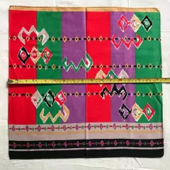 Vintage Handkerchief Fabric Woven Aztec Geometric Pattern Art Pocket Square 17"