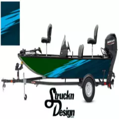 Green Grunge Pontoon Fishing Abstract Splash Graphic Bass Boat Vinyl Wrap Decal