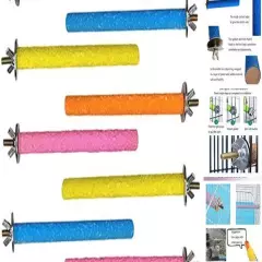  Parrot Cage Perches Stand Pole,Bird Stand Sand 8PCS X Colorful Sand Stick