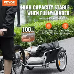 VEVOR Bike Cargo Trailer, 100 lbs Load Capacity, Heavy-Duty Bicycle Wagon Cart,