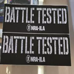 2 NRA-ILA Battle Tested Bumper Sticker Black & Silver