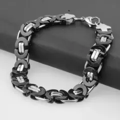 6/8/11mm Silver Gold Black Stainless Steel Mens Womens Byzantine Chain Bracelet