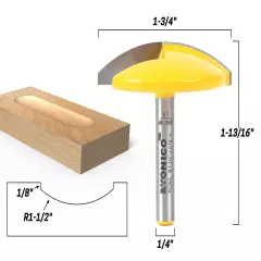 1-1/2" Radius Horizontal Crown Router Bit - 1/4" Shank - Yonico 16170q