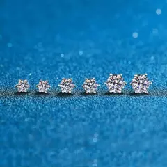 Moissanite Studs Earrings Real 14k Gold Over 925 Silver