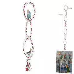  Bird Hanging Perches Swings Toy Parrot Circle Ring Cotton Rope Three Rings