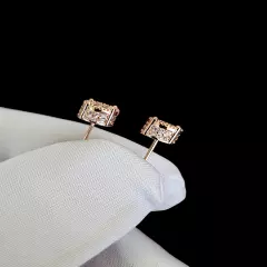 Iced Out Stud Earrings Gold Plated With Cubic Zirconia Hip Hop Jewelry Men Women