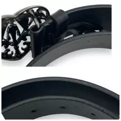 GUCCI Belt Crest Knight Heart Black Black Silver