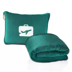  Travel Blanket and Pillow - Premium Soft 2 in 1 Airplane Blanket with Teal