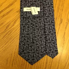 Pronto Uomo Silk Tie, NWT Black & Blue Paisley Design