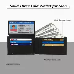 Genuine Leather Minimalist Bifold Wallets For Men RFID Blocking Slim Mens Wallet