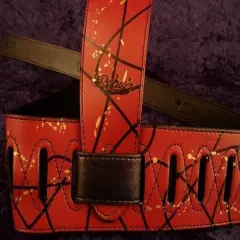 REBEL GUITAR STRAP SWAGGER - RED WITH BLACK LINES for GUITAR or BASS