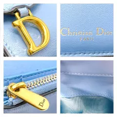 Christian Dior Trifold Wallet Saddle Blue Leather Italy excellent free shipping