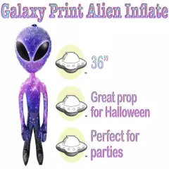 36 inch Galaxy Print Alien Inflate with Extra Large Black Eyes - Party Favor ...