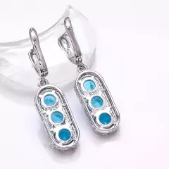 Blue Topaz & Cubic Zirconia Gemstone 925 Sterling Silver Earring 1.50" E76113