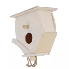 4Pcs Mini Wooden Bird House Hanging Birds Nests Ornaments For Outdoor Garden