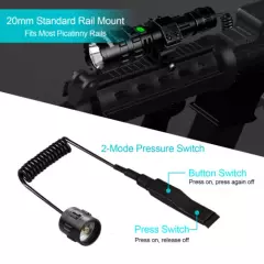 90000lm Tactical Gun Flashlight Picatinny Rail Mount Switch for Hunting Shooting