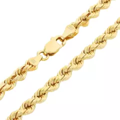 10K Yellow Gold 2mm-10mm Diamond Cut Rope Chain Bracelet Men Women 7" 7.5" 8" 9"