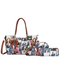 #HA-8604S-1 3in1 Kamala Harris Tote Set With Messenger Wallet