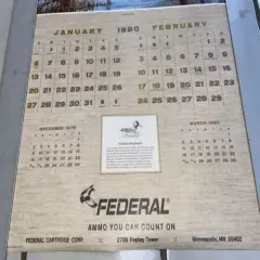 1980 Federal Cartridge Co Ammunition Minneapolis Advertising Calendar MAASS