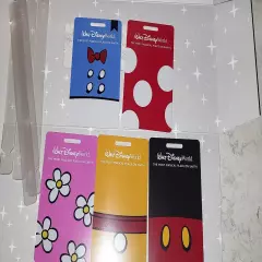 NEW Set of 5 Walt Disney World luggage tags with straps. Mickey, Minnie... etc. 