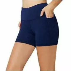 NWT Ladies BALEAF NAVY Compression Yoga Bike Short Shorts w/Side Pockets M & L 