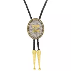 Bolo tie for Men Western Cowboy Golden Initial Letter A to Z Costume Bolo ties