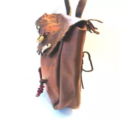 Leather Beaded Mountain Man Possible Bag, Glass Crow Style Beads, Abalone Shell