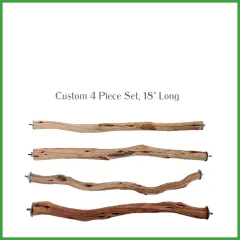 Sanded Manzanita Parrot Perch Set, 18" Long", Diam 1"-1.5"