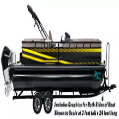 Caution Lines Yellow Black Graphic Kit Decal Fishing Boat Wrap Pontoon Vinyl