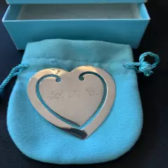 ✨Tiffany & Co. 925 Sterling Silver Heart Money Clip Bookmark w/ Dust bag & Box✨