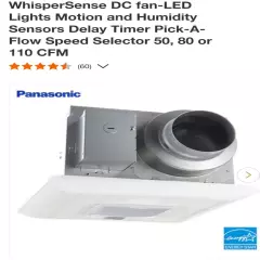 Panasonic WhisperSense FV-0511VQCL1 110 CFM LED Lights Precision Exhaust Fan