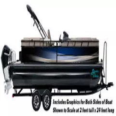 White Navy Blue Black Waves Abstract Wrap Kit Decal Fishing Boat Vinyl Pontoon