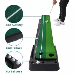 9.8FT Auto Ball Return Golf Putting Green Mat Golf Practice Training Aid Indoor