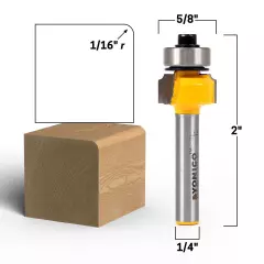 1/16" Radius Round Over Edge Forming Router Bit - 1/4" Shank - Yonico 13159q