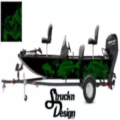 Graphic Pontoon Decal Vinyl Green Wrap Skeletons Fishing Bass Boat Fish Abstract