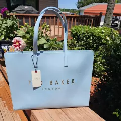 Ted Baker- CRIKON- East/West Crinkle Large Icon Tote Bag- Light Blue- NWT- $95