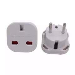 10x UK to EU European Adaptor Travel Power Plug 3-Pin to 2-Pin 10pcs/lot White