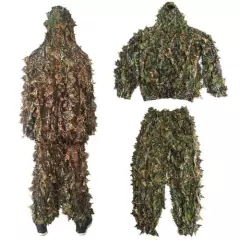 Kids Outdoor Ghillie Suit Camou CS Training Leaves Clothing Pants Hooded Jacket