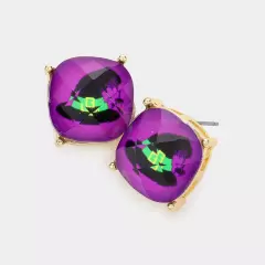 Purple Witch Hat Cushion Square Stud Earrings