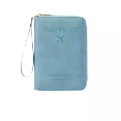 Passport Boarding Pass Credit Card Travel Wallet for Men and Women (Light Blue)